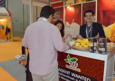 A sales representative from TFF ThaiFarm Fresh. The company supplies a wide range of exotic fruits from Thailand, including coconut, dragon fruit and mango.